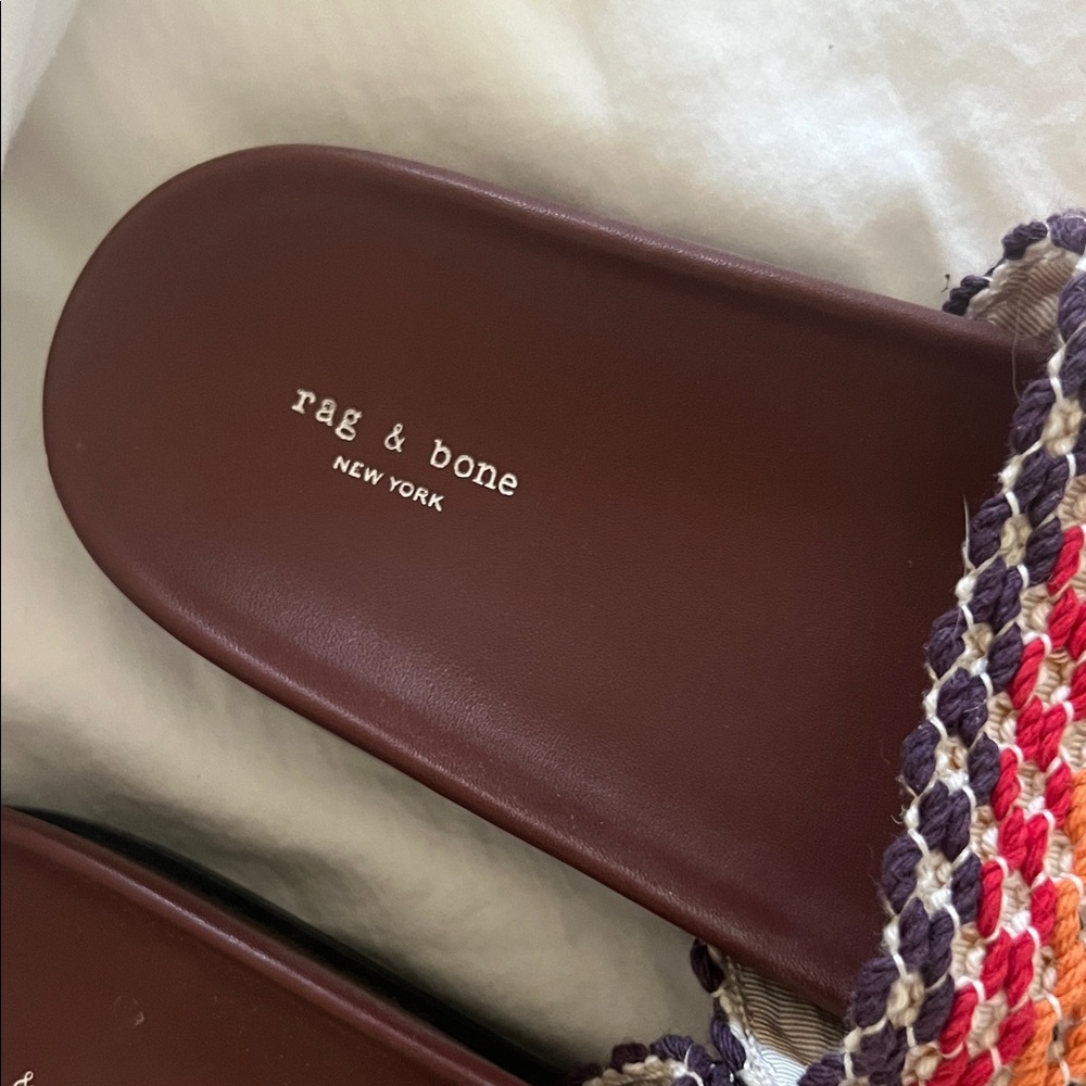 rag & bone Brown Slides with Multicolor Woven Straps - Picture 2 of 6